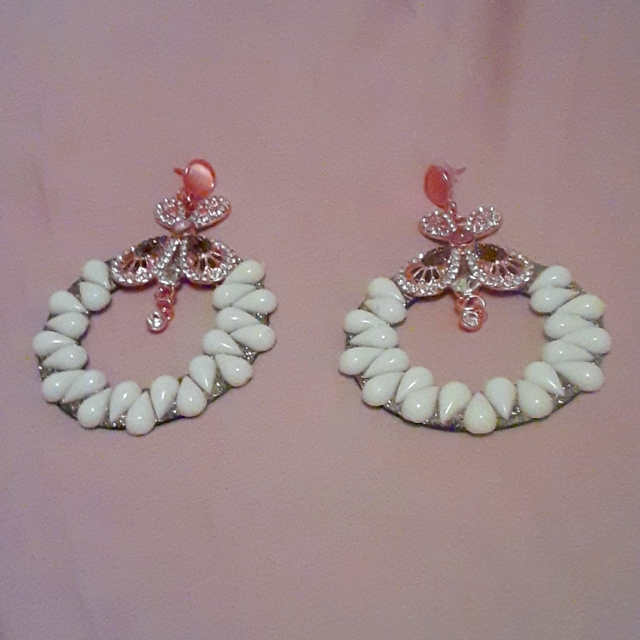 Pink Jewelled Hoop Earrings